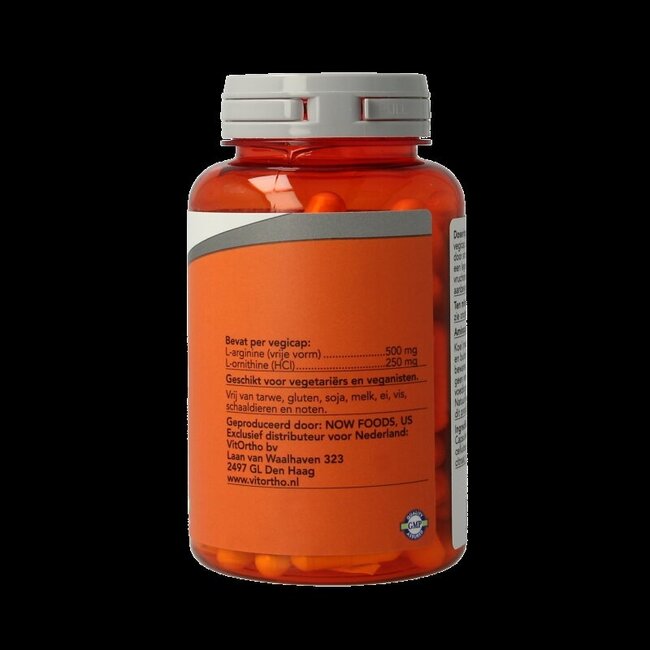 NOW Arginine & ornithine 500 / 250mg 100 Vegetarische capsules