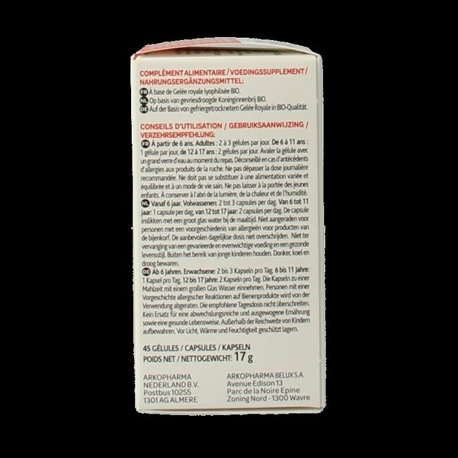 Arkogélules Gelée Royale Bio 45 Gélules