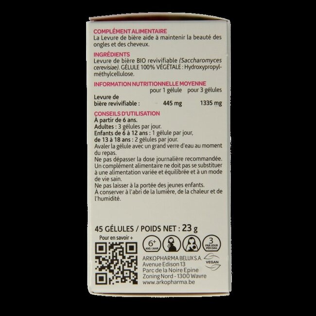 Arkogélules Levure de Bière bio 45 Gélules