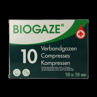 Biogaze Biogaze Verbandgaas/kompres 10 x 10cm 10 Stuks