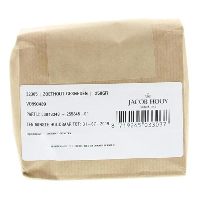 Jacob Hooy Zoethout gesneden 250 Gram