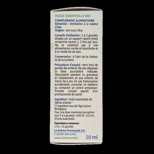 Ladrome Scharlei olie bio 10 Milliliter