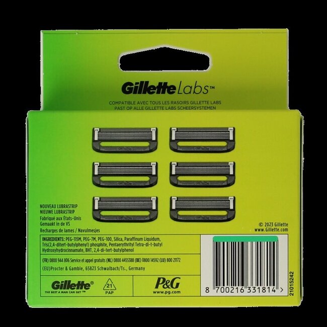 Gillette Labs Lubrastrip - Pack de 6