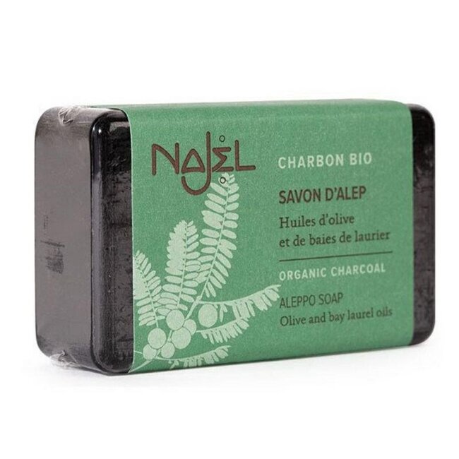 Najel Aleppo Aleppo olijfzeep met charcoal 100 Gram