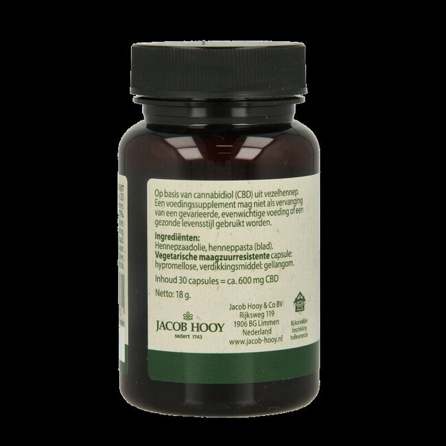 Jacob Hooy CBD Capsules 20 mg 30 gélules