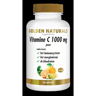Golden Naturals Golden Naturals Vitamine C 1000 puur 180 Vegetarische capsules