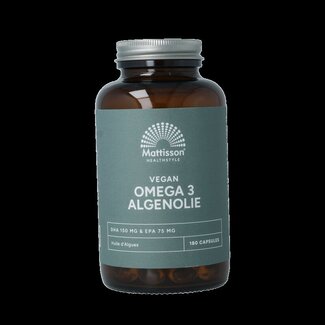Mattisson Mattisson Vegan omega 3 algenolie DHA 150mg EPA 75mg 180 Vegetarische capsules