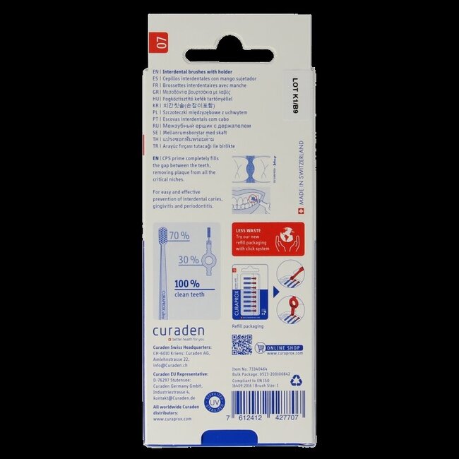 Curaprox Prime start brossettes interdentaires 07 rouge 2,5 mm 5 unités