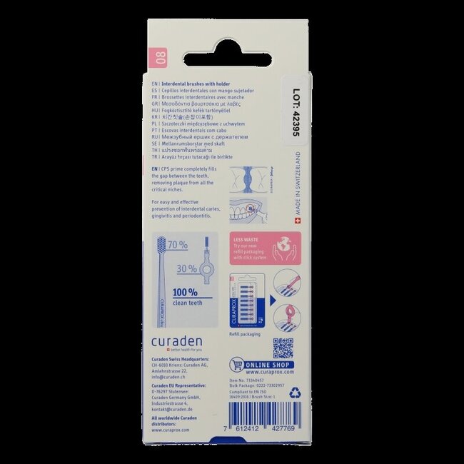 Curaprox Prime Start Brossettes Interdentaires 08 Rose 3,2 mm 5 Pièces