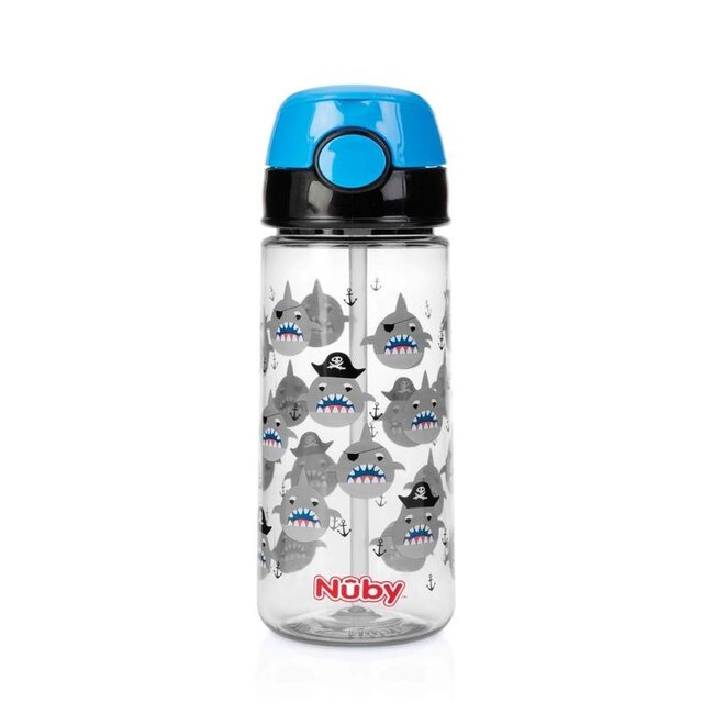 Beker zacht rietje drukknop blauw 540ml 4+ jaar 1 Stuks