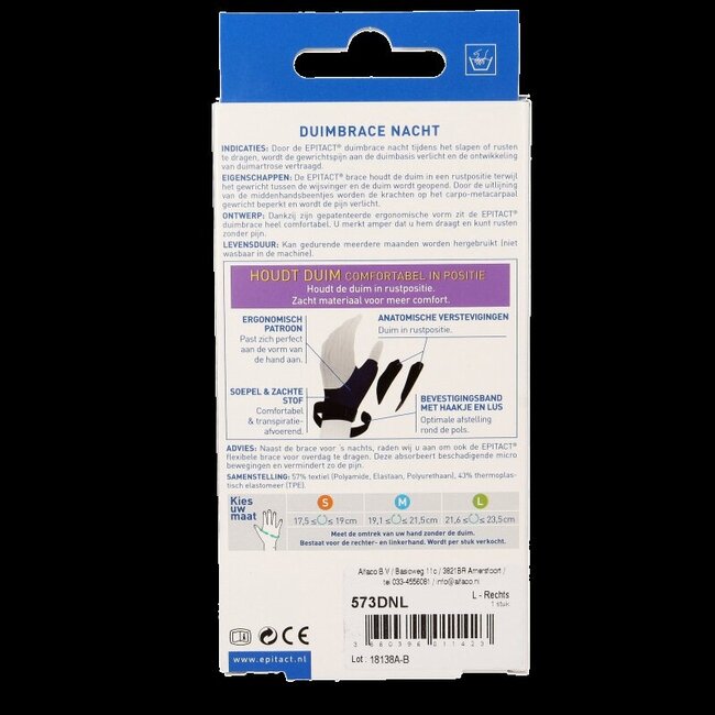Orthèse de pouce de nuit Epitact main droite taille L 1 unité