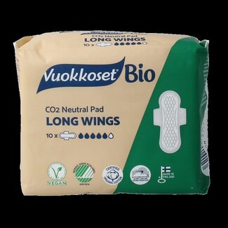 Vuokkoset Serviettes hygiéniques Vuokkoset Long avec ailettes, 10 pièces