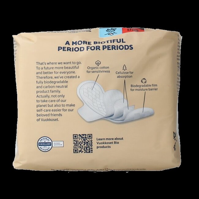 Serviettes hygiéniques Vuokkoset Long avec ailettes, 10 pièces