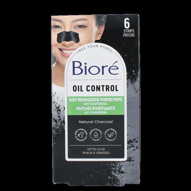 Biore Diep reinigende poriestrips houtskool 6 Stuks
