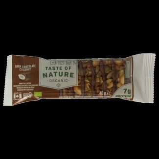Taste Of Nature Taste Of Nature Dark chocolate coconut bio 40 Gram