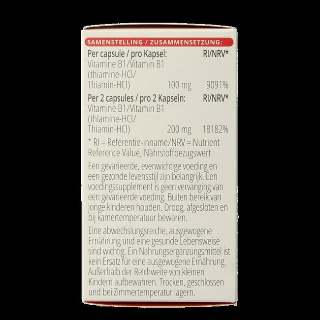 Vitals Vitamine B1 thiamine 100 mg 100 gélules