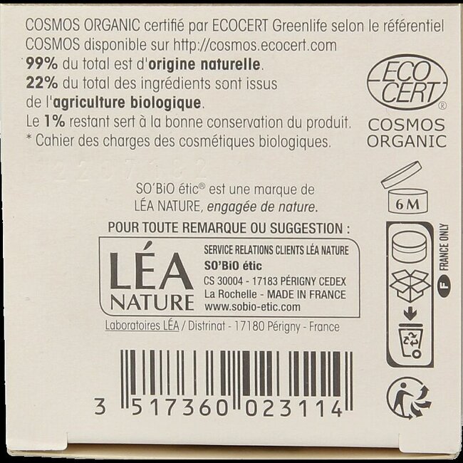 SO'BiO étic Crème nourrissante Perles d'Argan 50 ml