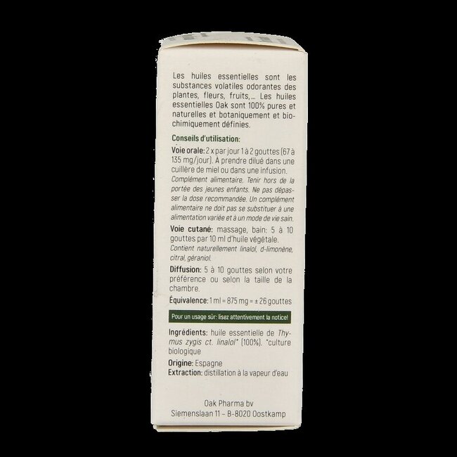 Oak Tijm linalool bio 10 Milliliter