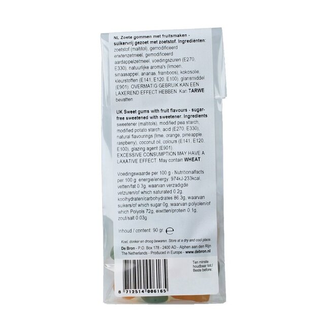 De Bron Winegums sans sucre 90 Grammes