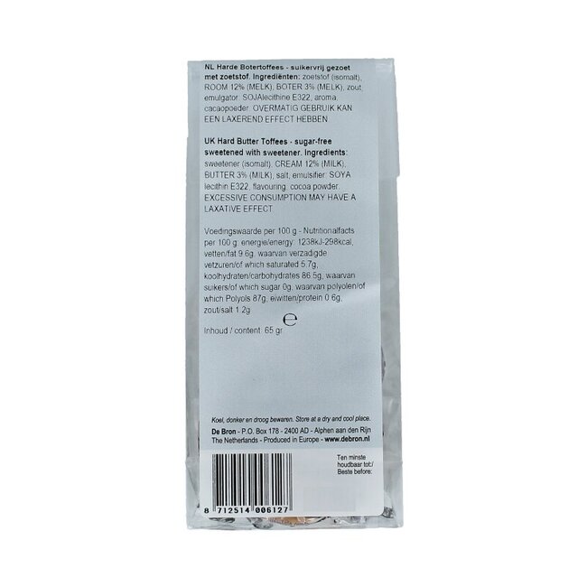 De Bron Buttertoffee suikervrij 65 Gram