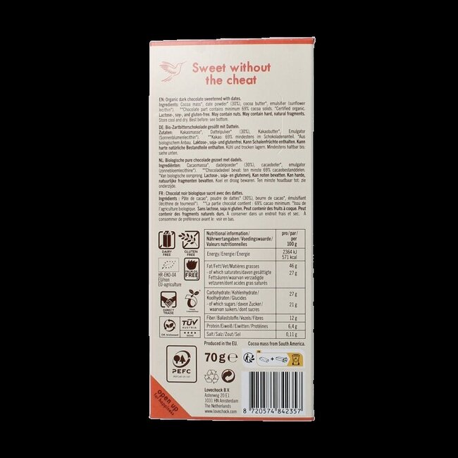 Lovechock Dark chocolate bio 70 Gram