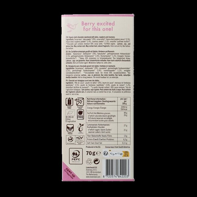 Lovechock Framboise romarin bio 70 g