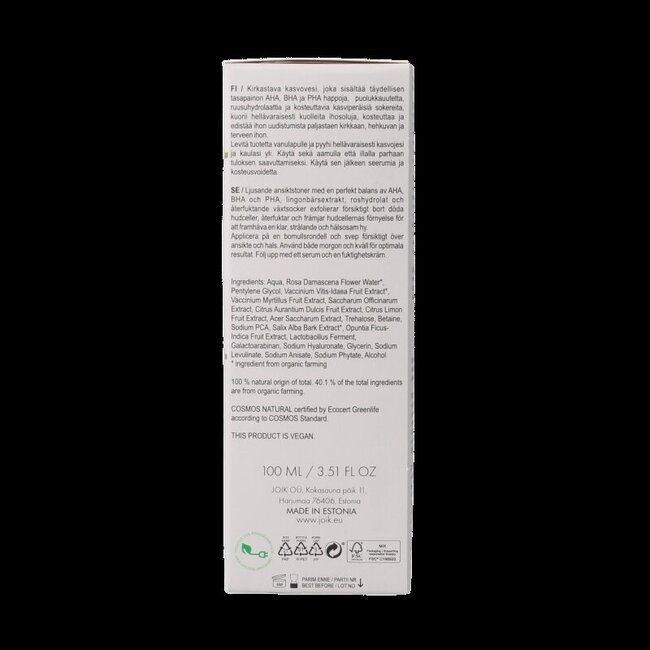 Lotion tonique éclat Joik Organics Re-boost 100 ml