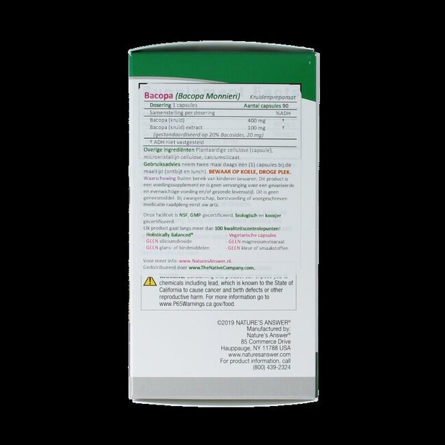 Natures Answer Bacopa 500 mg 90 Gélules