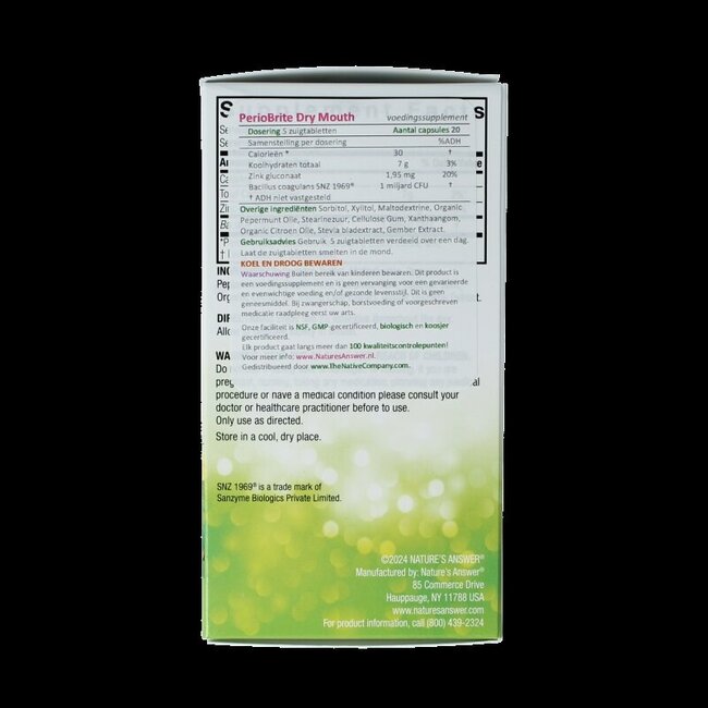 Natures Answer PerioBrite dry mouth lozenges 100 Zuigtabletten