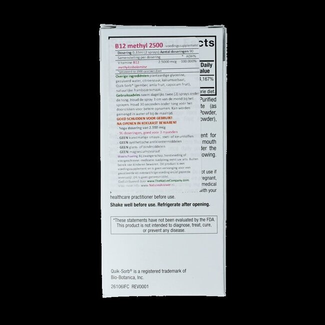 Natures Answer Spray Méthyl B12 30 Millilitres