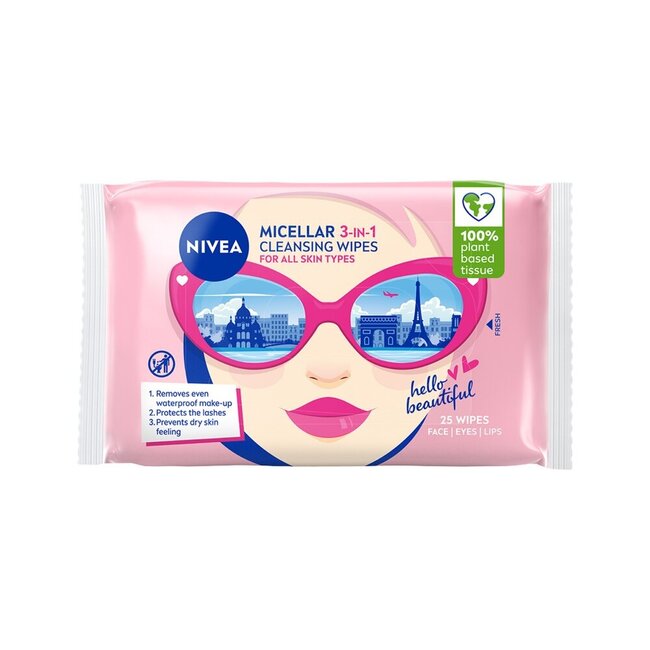 Nivea Micellair reinigingsdoekjes 3-in-1 25 Stuks