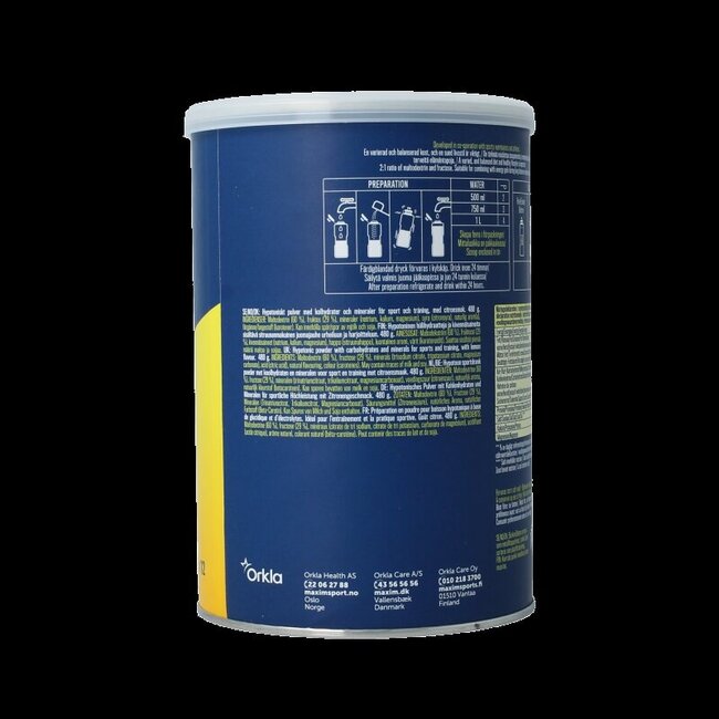 Maxim Sports drinkpowder tins fresh lemon 480 Gram