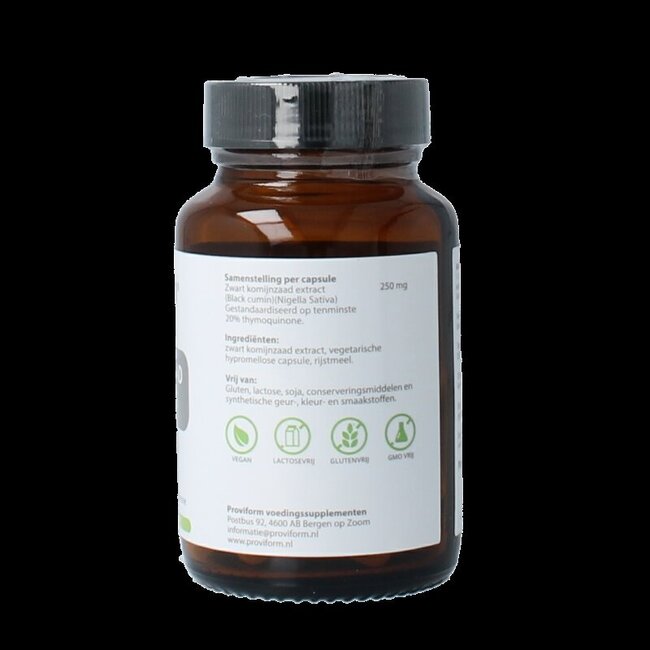 Proviform Zwart komijnzaad 250mg (20% thymoquinone) 60 Vegetarische capsules