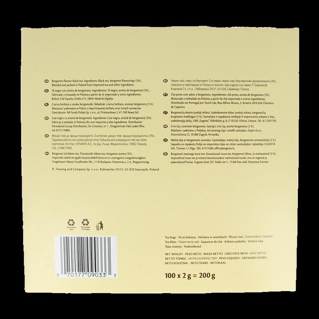 Twinings Earl Grey Enveloppé 100 Sachets