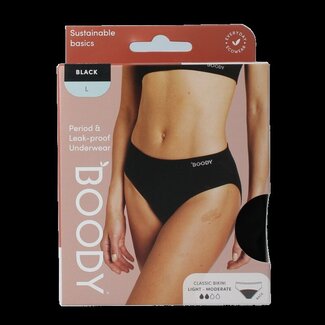 Boody Culotte de règles Boody coupe bikini noir flux léger/moyen L 1 pièce