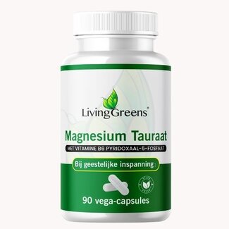 Livinggreens Livinggreens Magnesium tauraat + vitamine B6 90 Vegetarische capsules