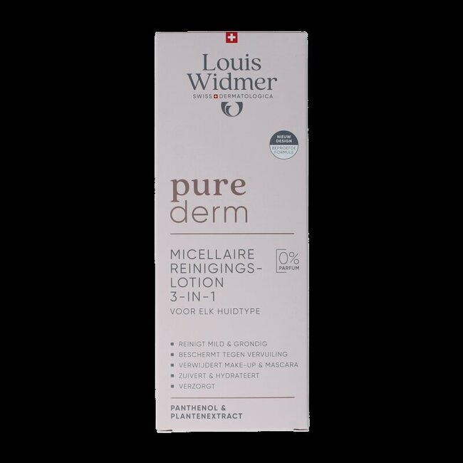 Louis Widmer Purederm micellaire reinigingslotion 3in1 parfumvr 200 Milliliter