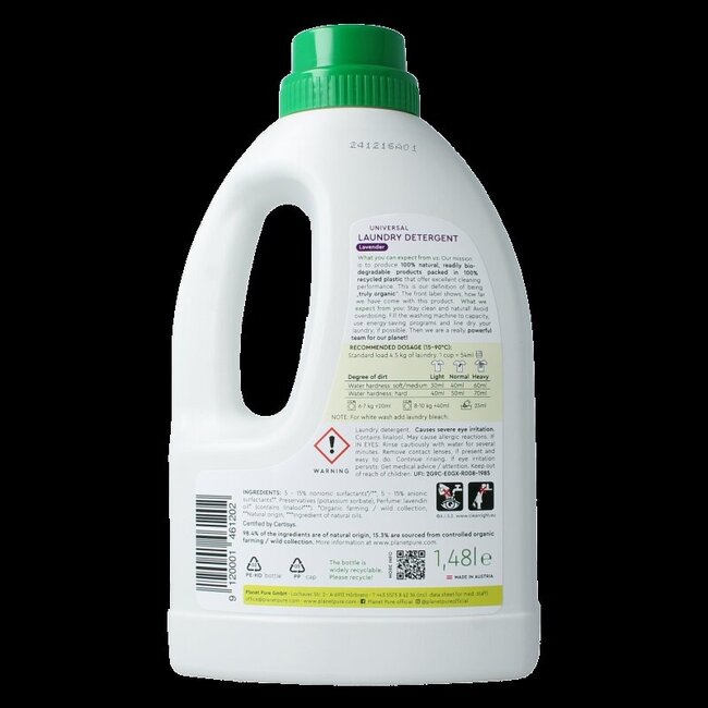 Planet Pure Wasmiddel vloeibaar universeel lavendel 1480 Milliliter