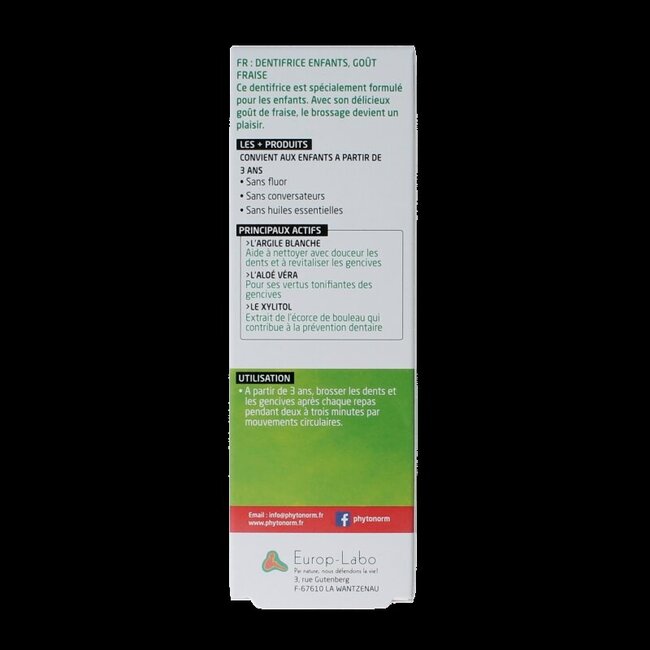 Phytonorm Dragondent tandpasta kind aardbei 50 Milliliter