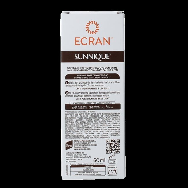 Ecran Sunique visage et décolleté SPF50 50 ml