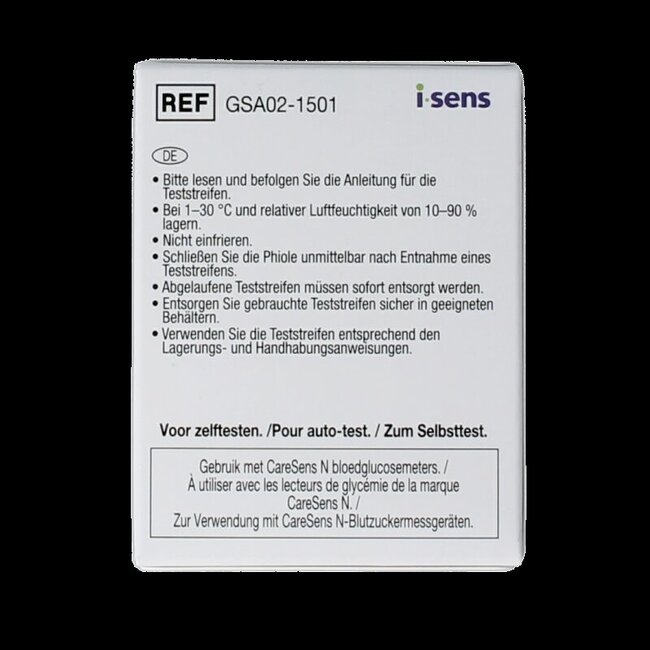 Bandelettes de test de glycémie Caresens N 50 pièces