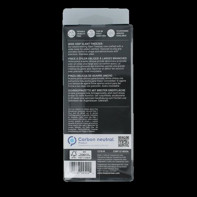 Tweezerman Slant tweezer no slip with grip 1 Stuks