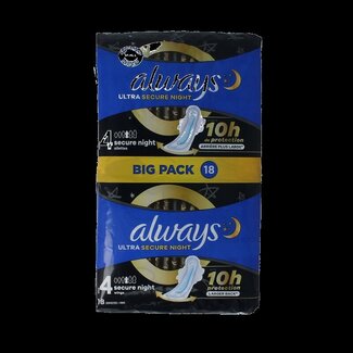 Always Always Serviettes hygiéniques ultra secure night 18 pièces