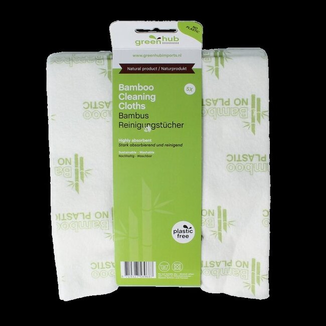 Greenhub Schoonmaakdoeken bamboe 5 Stuks