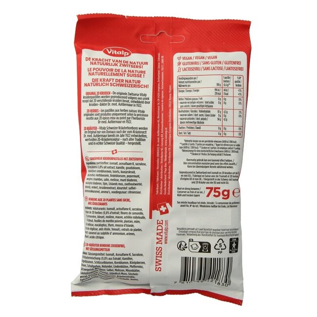 Vitalp 20 Kruiden original suikervrij 75 Gram