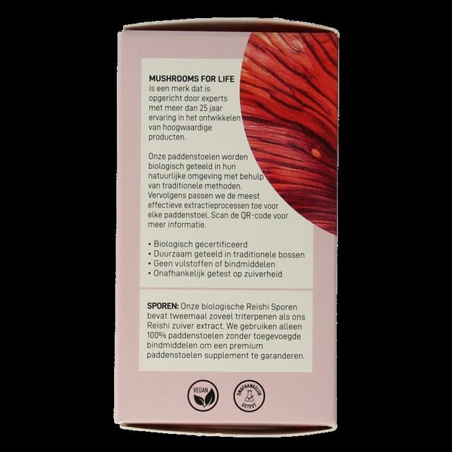 Mushrooms for Life Reishi spore paddenstoel bio 60 Capsules