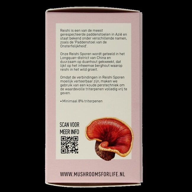 Mushrooms for Life Reishi spore paddenstoel bio 60 Capsules