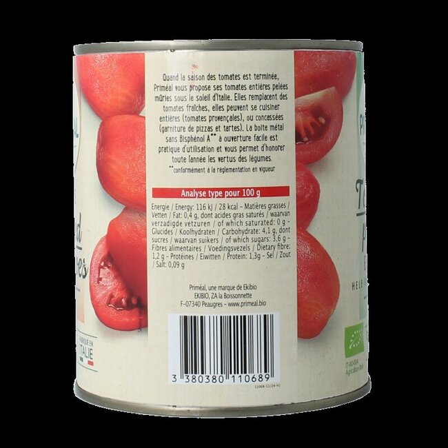 Primeal Tomaten gepeld bio 800 Gram