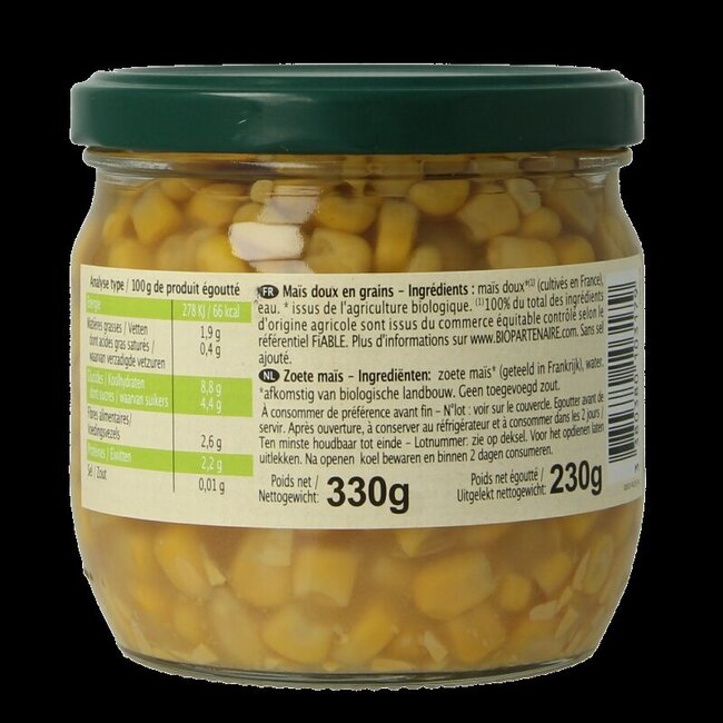 Primeal Zoete mais zonder toegevoegd zout bio 330 Gram