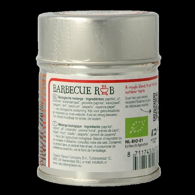 Natural Temptation Barbecue rub blikje bio 40 Gram